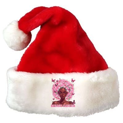 In October We Wear Pink Black Woman Breast Cancer Survivor Premium Christmas Santa Hat