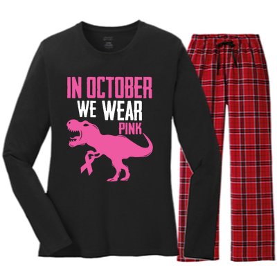 In October We Wear Pink Breast Cancer Awareness Boy Kids Women's Long Sleeve Flannel Pajama Set 