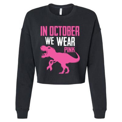 In October We Wear Pink Breast Cancer Awareness Boy Kids Cropped Pullover Crew