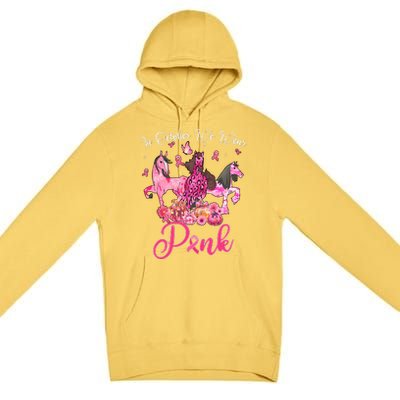 In October We Wear Horse And Pumpkin Breast Cancer Premium Pullover Hoodie