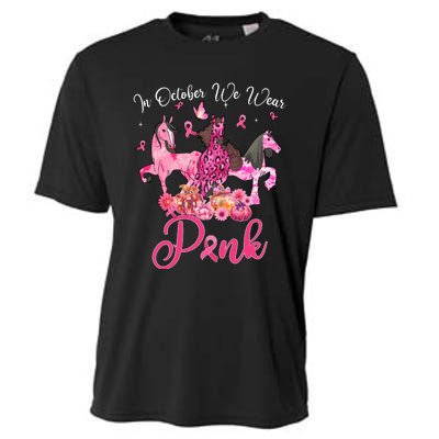 In October We Wear Horse And Pumpkin Breast Cancer Cooling Performance Crew T-Shirt