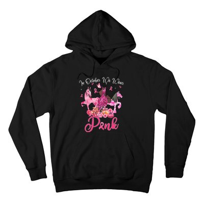 In October We Wear Horse And Pumpkin Breast Cancer Hoodie