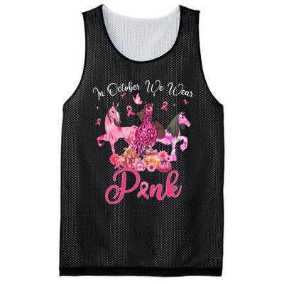 In October We Wear Horse And Pumpkin Breast Cancer Mesh Reversible Basketball Jersey Tank