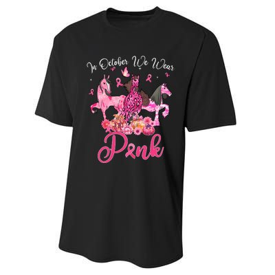 In October We Wear Horse And Pumpkin Breast Cancer Performance Sprint T-Shirt