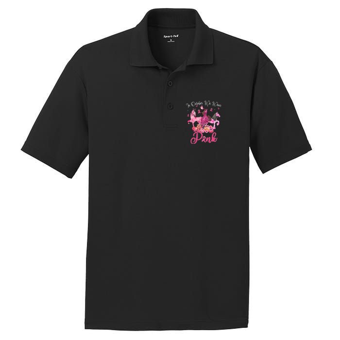 In October We Wear Horse And Pumpkin Breast Cancer PosiCharge RacerMesh Polo