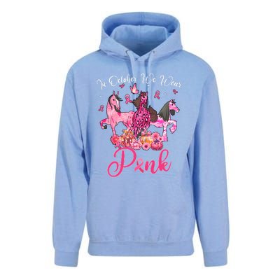 In October We Wear Horse And Pumpkin Breast Cancer Unisex Surf Hoodie