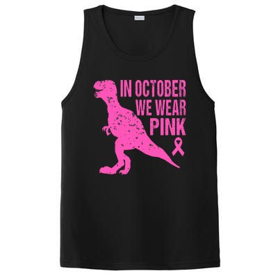 In October We Wear Pink Breast Cancer T Rex Dinosaur PosiCharge Competitor Tank