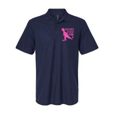 In October We Wear Pink Breast Cancer T Rex Dinosaur Softstyle Adult Sport Polo