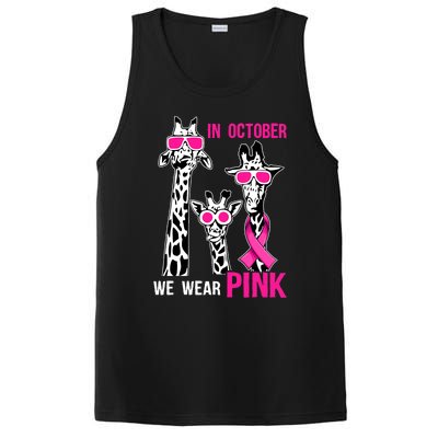 In October We Wear Pink Giraffe Ribbon Breast Cancer Warrior PosiCharge Competitor Tank