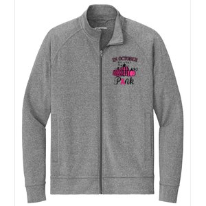 In October We Wear Pink Thanksgiving Breast Cancer Awareness Stretch Full-Zip Cadet Jacket