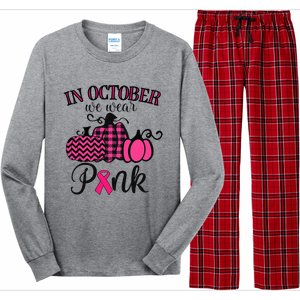 In October We Wear Pink Thanksgiving Breast Cancer Awareness Long Sleeve Pajama Set