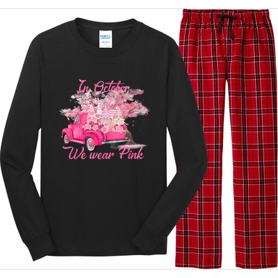 In October We Wear Pink For Breast Cancer Awareness Month Long Sleeve Pajama Set