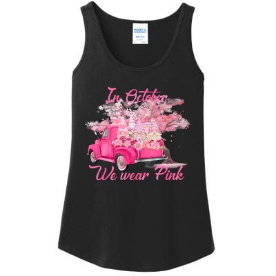 In October We Wear Pink For Breast Cancer Awareness Month Ladies Essential Tank