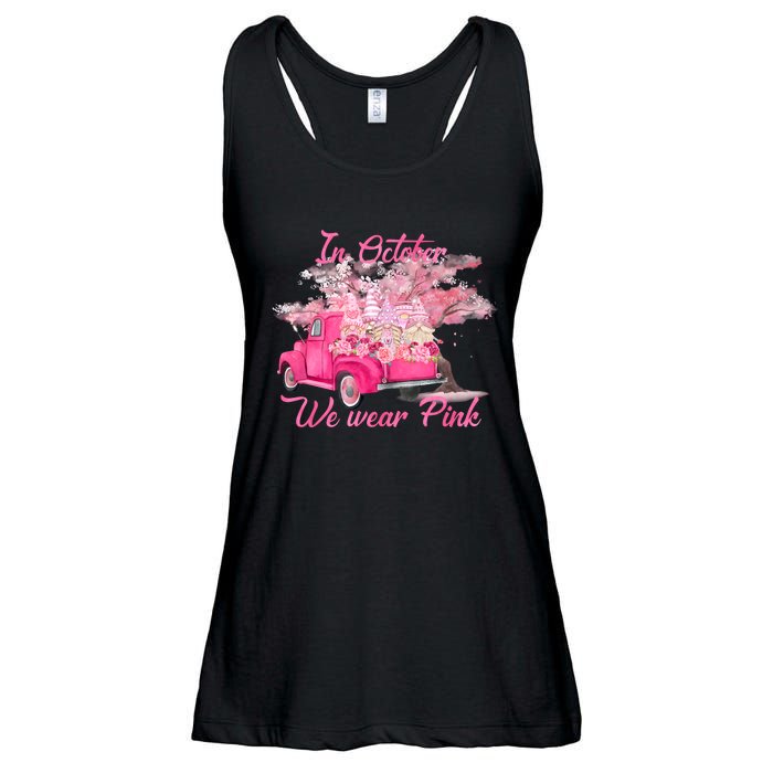 In October We Wear Pink For Breast Cancer Awareness Month Ladies Essential Flowy Tank