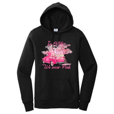 In October We Wear Pink For Breast Cancer Awareness Month Women's Pullover Hoodie