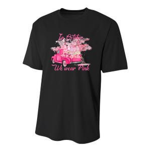 In October We Wear Pink For Breast Cancer Awareness Month Youth Performance Sprint T-Shirt