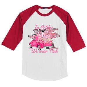 In October We Wear Pink For Breast Cancer Awareness Month Kids Colorblock Raglan Jersey