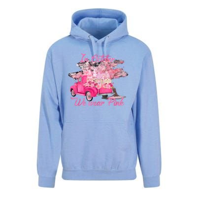 In October We Wear Pink For Breast Cancer Awareness Month Unisex Surf Hoodie