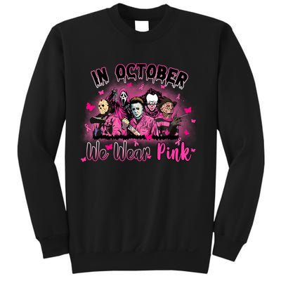 In October We Wear Pink Scary Movies Breast Cancer Sweatshirt
