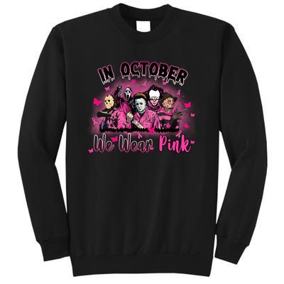 In October We Wear Pink Scary Movies Breast Cancer Sweatshirt