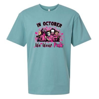 In October We Wear Pink Scary Movies Breast Cancer Sueded Cloud Jersey T-Shirt