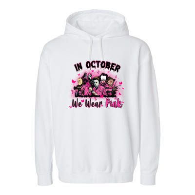 In October We Wear Pink Scary Movies Breast Cancer Garment-Dyed Fleece Hoodie