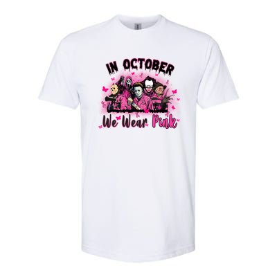 In October We Wear Pink Scary Movies Breast Cancer Softstyle CVC T-Shirt