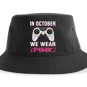 In October We Wear P.Ink Breast Cancer Gaming Gift Sustainable Bucket Hat