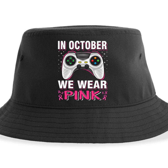 In October We Wear P.Ink Breast Cancer Gaming Gift Sustainable Bucket Hat