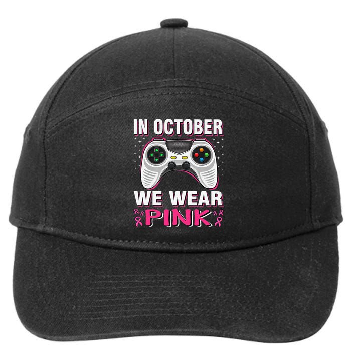 In October We Wear P.Ink Breast Cancer Gaming Gift 7-Panel Snapback Hat