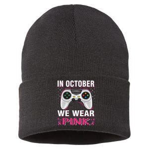 In October We Wear P.Ink Breast Cancer Gaming Gift Sustainable Knit Beanie