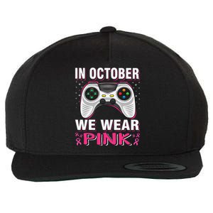 In October We Wear P.Ink Breast Cancer Gaming Gift Wool Snapback Cap