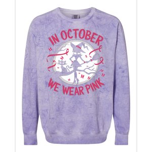 In October We Wear Scary Halloween Witch Costume Crazy Witch Witchy Vibes Colorblast Crewneck Sweatshirt