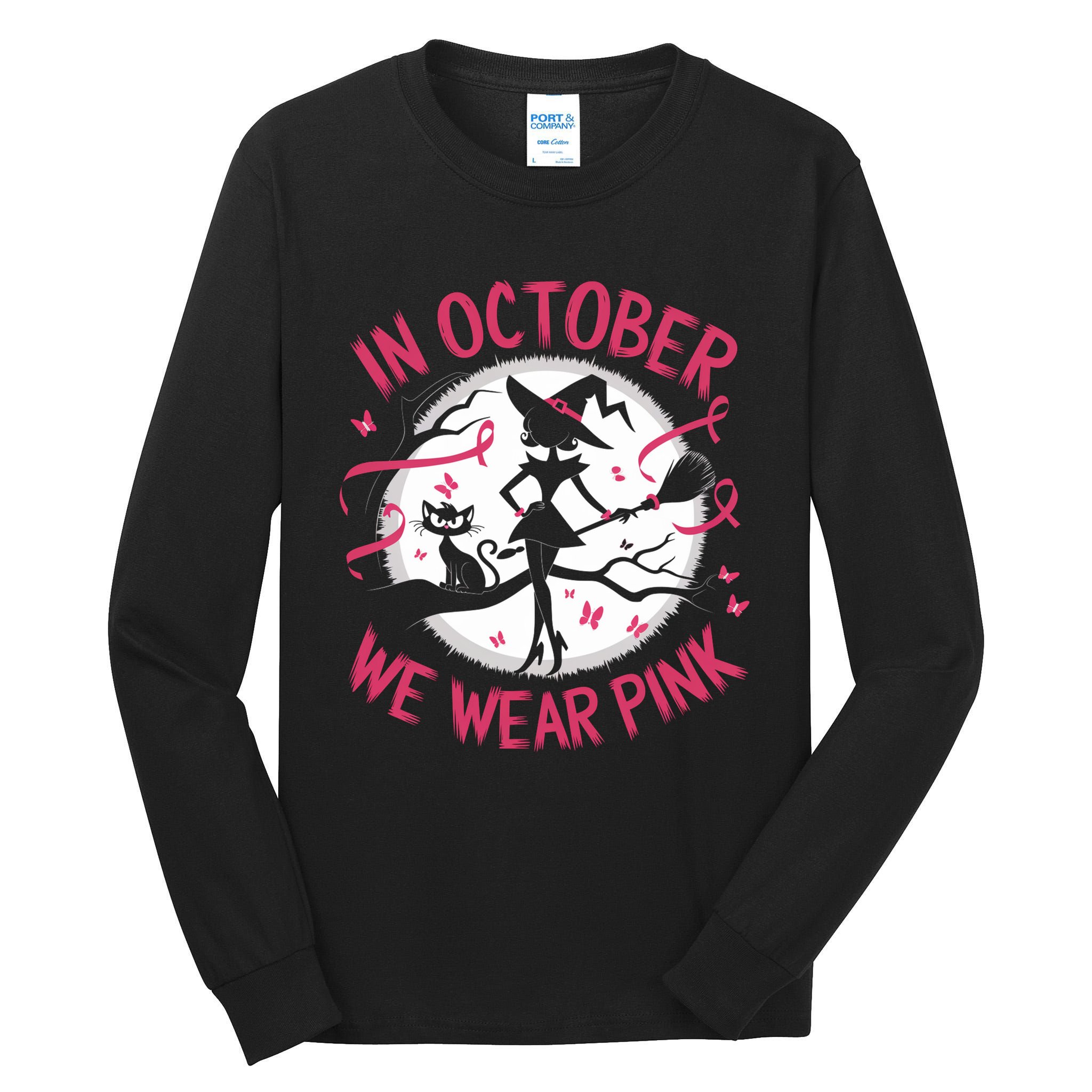 In October We Wear Scary Halloween Witch Costume Crazy Witch Witchy Vibes Tall Long Sleeve T-Shirt