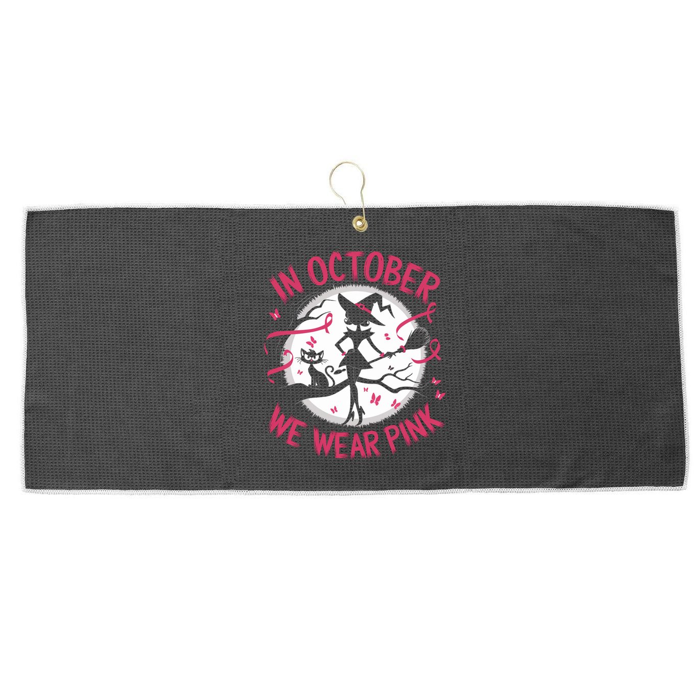 In October We Wear Scary Halloween Witch Costume Crazy Witch Witchy Vibes Large Microfiber Waffle Golf Towel