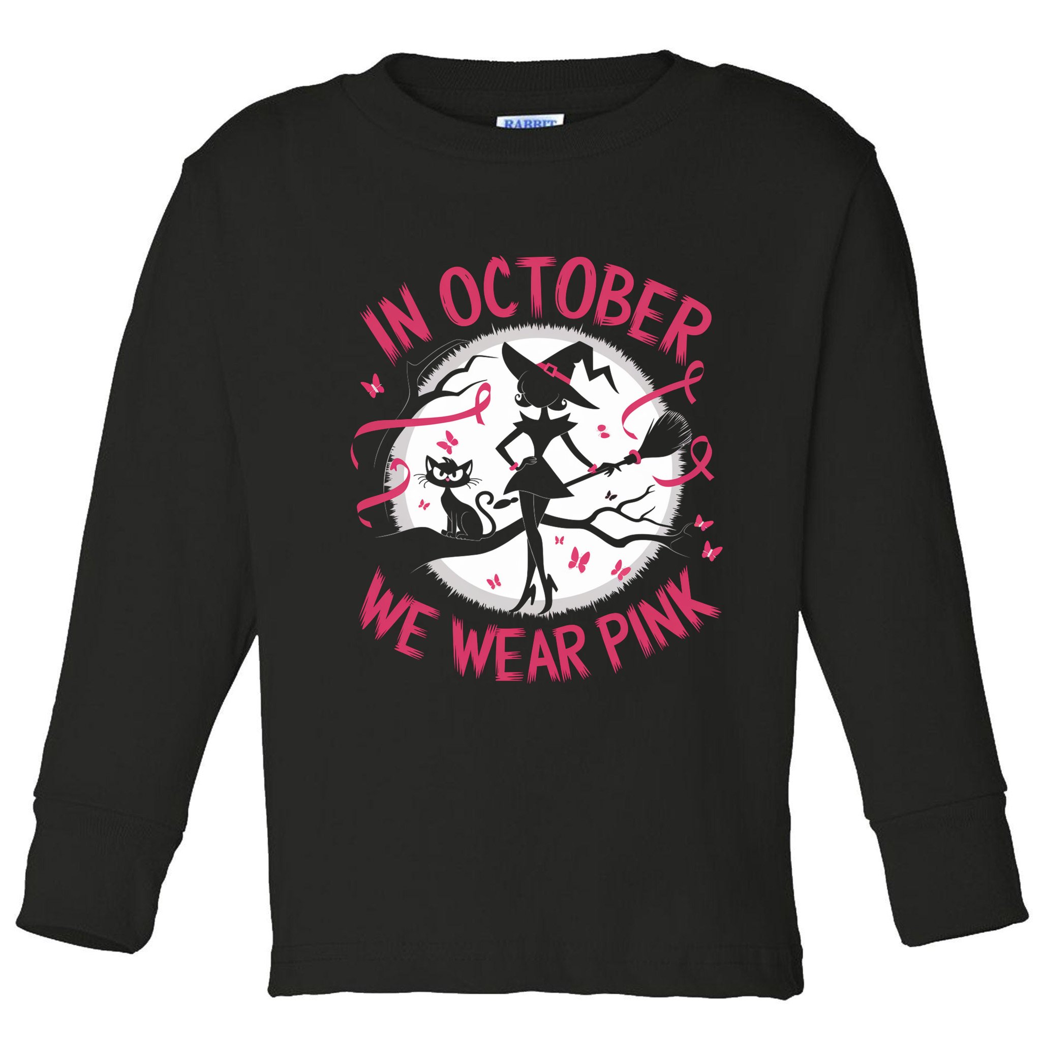 In October We Wear Scary Halloween Witch Costume Crazy Witch Witchy Vibes Toddler Long Sleeve Shirt