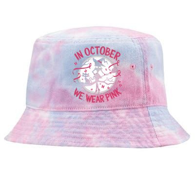 In October We Wear Scary Halloween Witch Costume Crazy Witch Witchy Vibes Tie-Dyed Bucket Hat