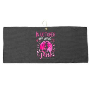 In October We Wear Ribbon Pink Halloween Witch Breast Cancer Large Microfiber Waffle Golf Towel