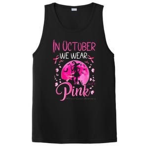 In October We Wear Ribbon Pink Halloween Witch Breast Cancer PosiCharge Competitor Tank