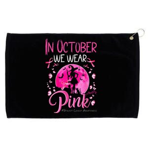 In October We Wear Ribbon Pink Halloween Witch Breast Cancer Grommeted Golf Towel