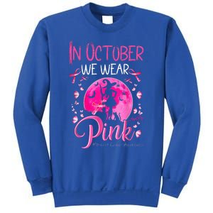 In October We Wear Ribbon Pink Halloween Witch Breast Cancer Sweatshirt