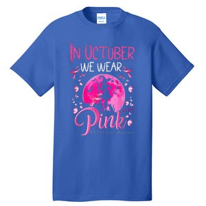 In October We Wear Ribbon Pink Halloween Witch Breast Cancer Tall T-Shirt