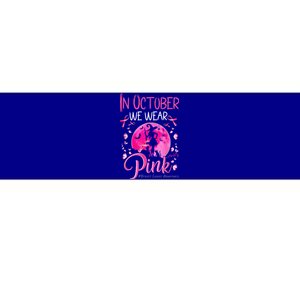 In October We Wear Ribbon Pink Halloween Witch Breast Cancer Bumper Sticker