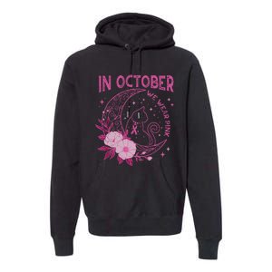 In October We Wear Flower Cat Moon Premium Hoodie