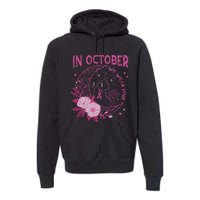 In October We Wear Flower Cat Moon Premium Hoodie