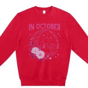 In October We Wear Flower Cat Moon Premium Crewneck Sweatshirt