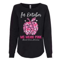 In October We Wear Pink Teacher Butterflies Breast Cancer Womens California Wash Sweatshirt