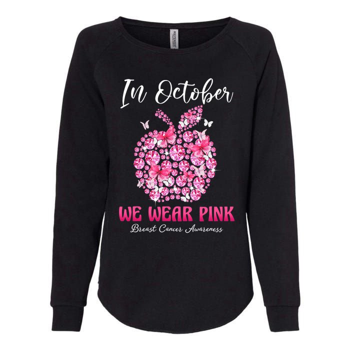 In October We Wear Pink Teacher Butterflies Breast Cancer Womens California Wash Sweatshirt