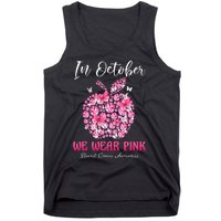 In October We Wear Pink Teacher Butterflies Breast Cancer Tank Top