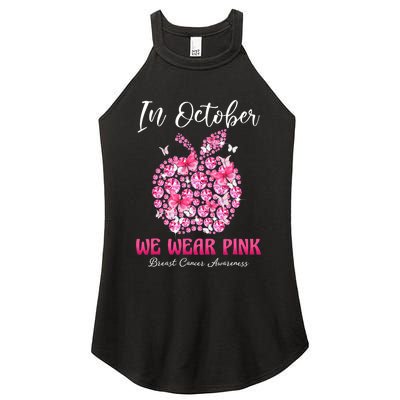 In October We Wear Pink Teacher Butterflies Breast Cancer Women's Perfect Tri Rocker Tank